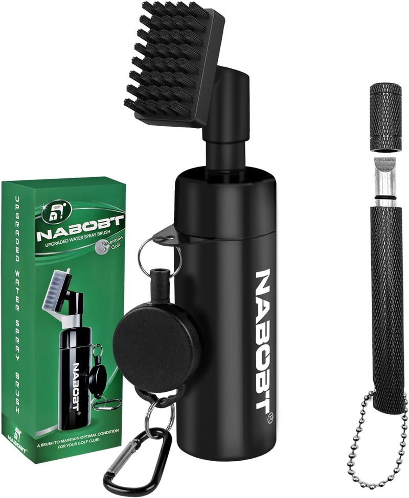 nabobt Golf Towel and Brush Set, Premium Golf Towel(16x16 inch) & Club Brush Cleaner with Retainer Clip and Squeeze Water Bottle, Essentials Golf Accessories for Men - Image 1